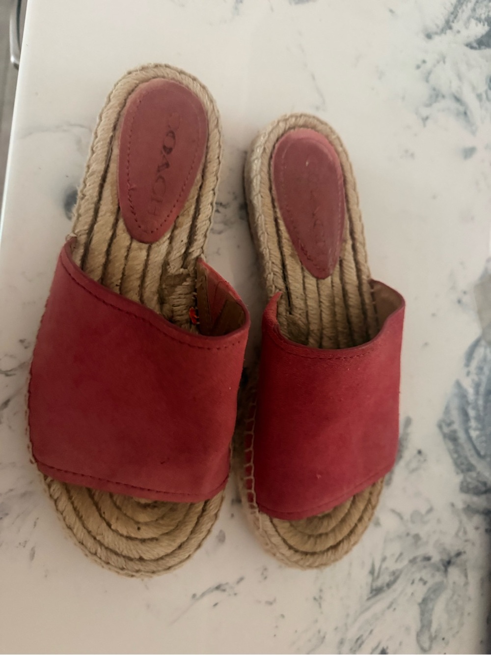 Coach pink orange coral  Espadrille Slide Sandals for Women